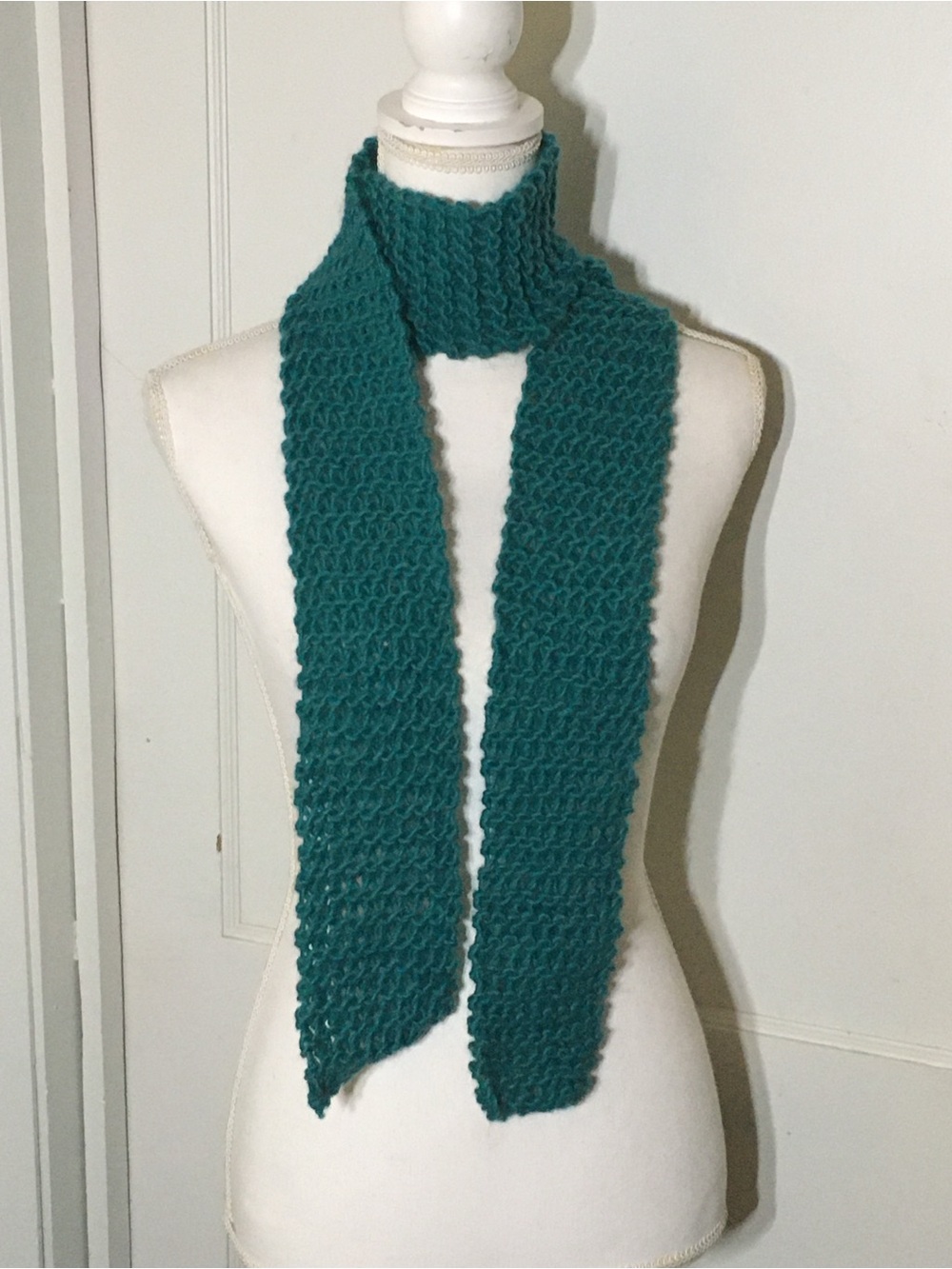 Handmade Teal Knit Scarf